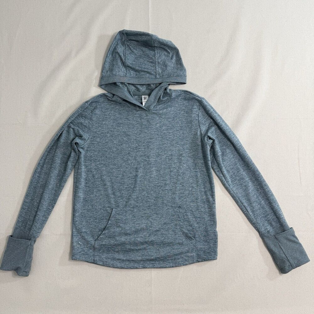 Athleta Girl Hoodie Youth Large 12 Blue Long Sleeve Thumb Holes Pockets